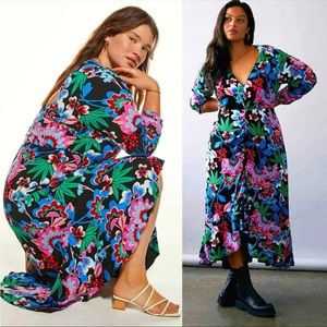 Anthropologie Maeve Ruched  Floral Maxi Dress